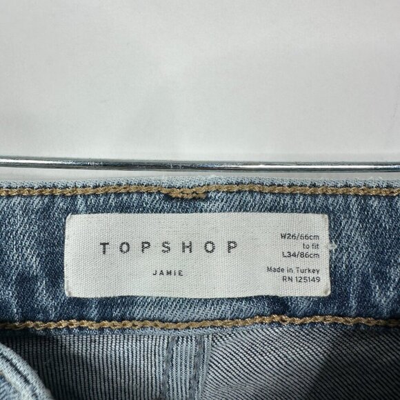 2/$30 Topshop Jamie High Rise Ripped  Skinny Mid Denim Tint W26 #9303 - Picture 8 of 12